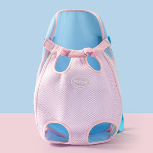 Pink and blue front dog carrier backpack