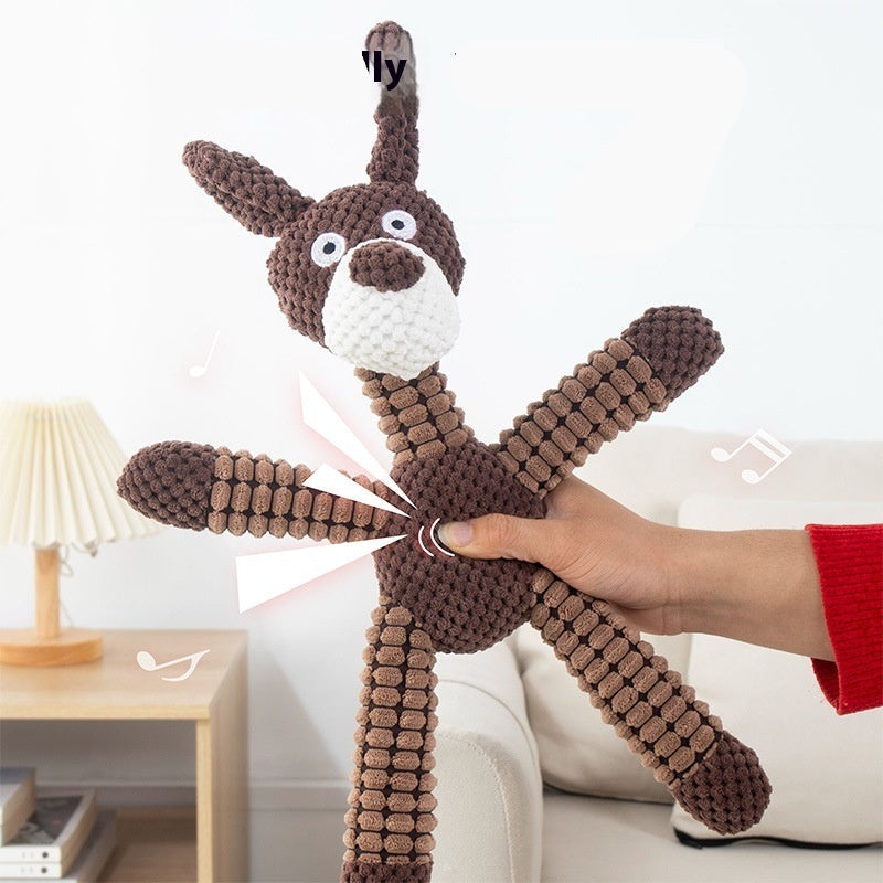 Squeaker location inside the plush donkey dog toy