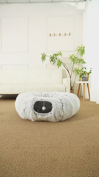 PAWABY 2-in-1 cat tunnel bed for indoor cats