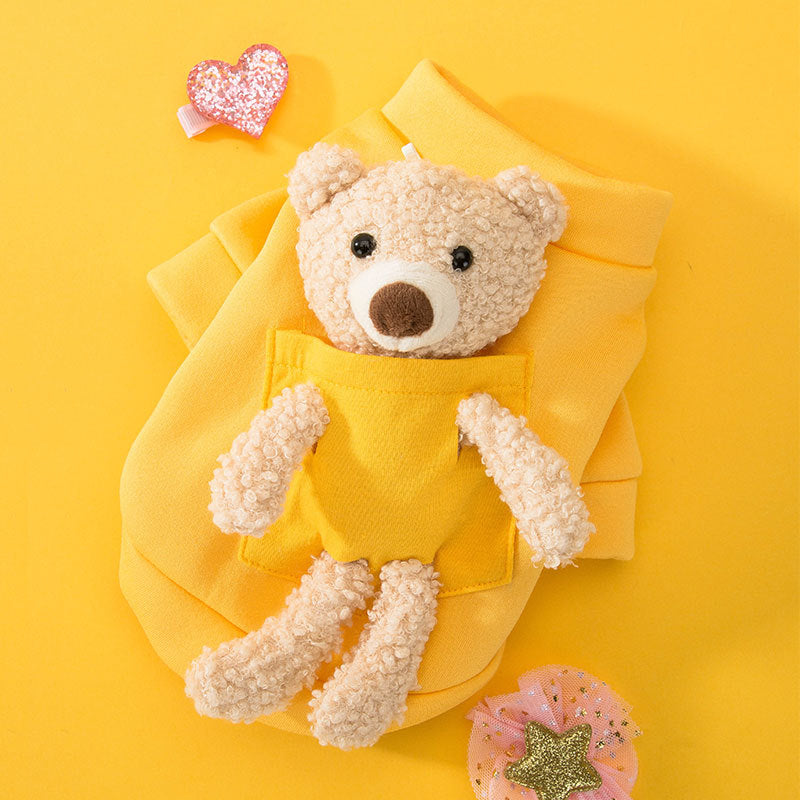 Back view showing the striped teddy bear design