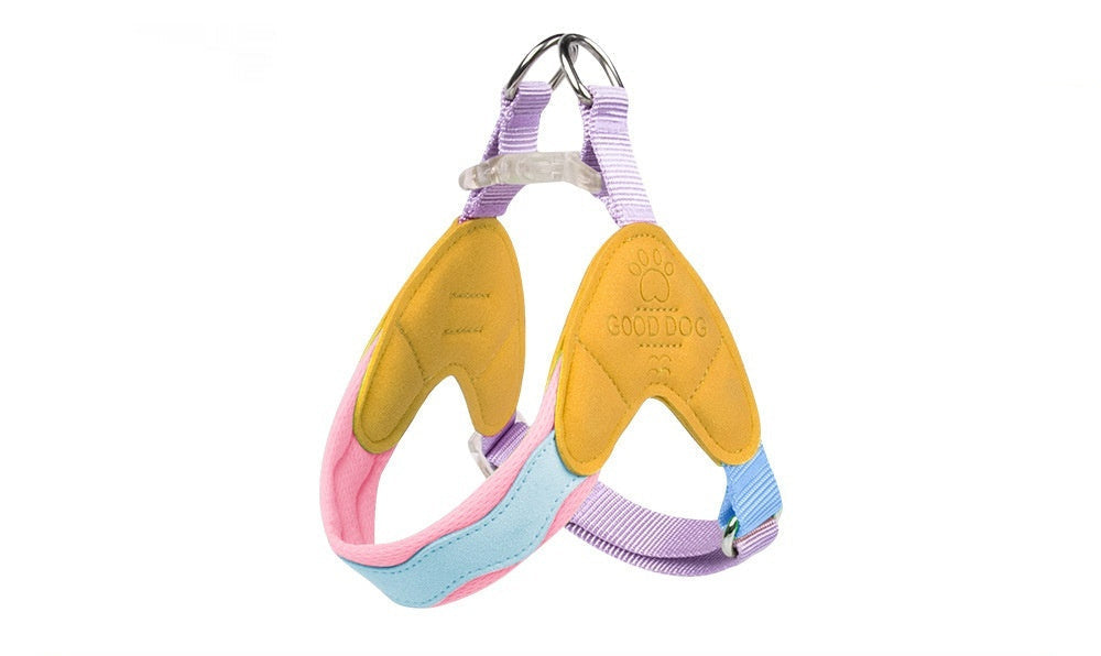 Yellow mesh puppy harness and matching lead